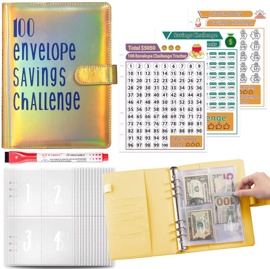 100 Envelops Savings Challenge Blue Yellow
