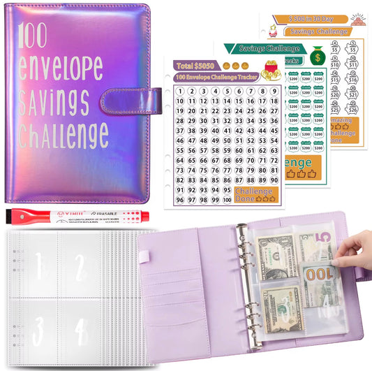 100 Envelops Savings Challenge Blue Purple