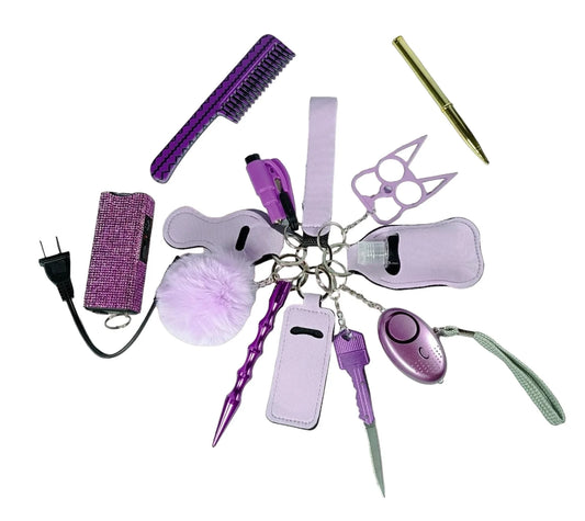 Combo safety keychain plus electrocution device, razor comb, razor pen