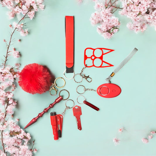 8 pcs Red safety Keychain