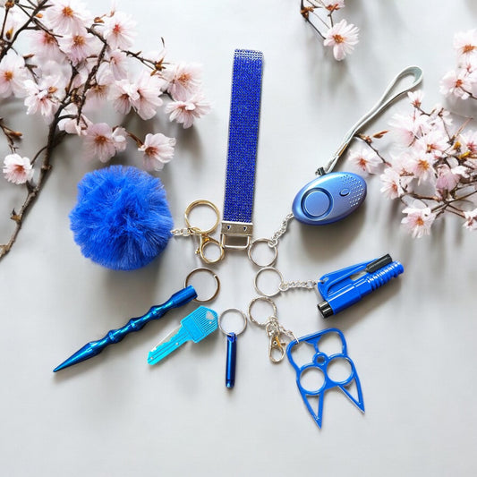 8 pieces diamond Blue safety keychain
