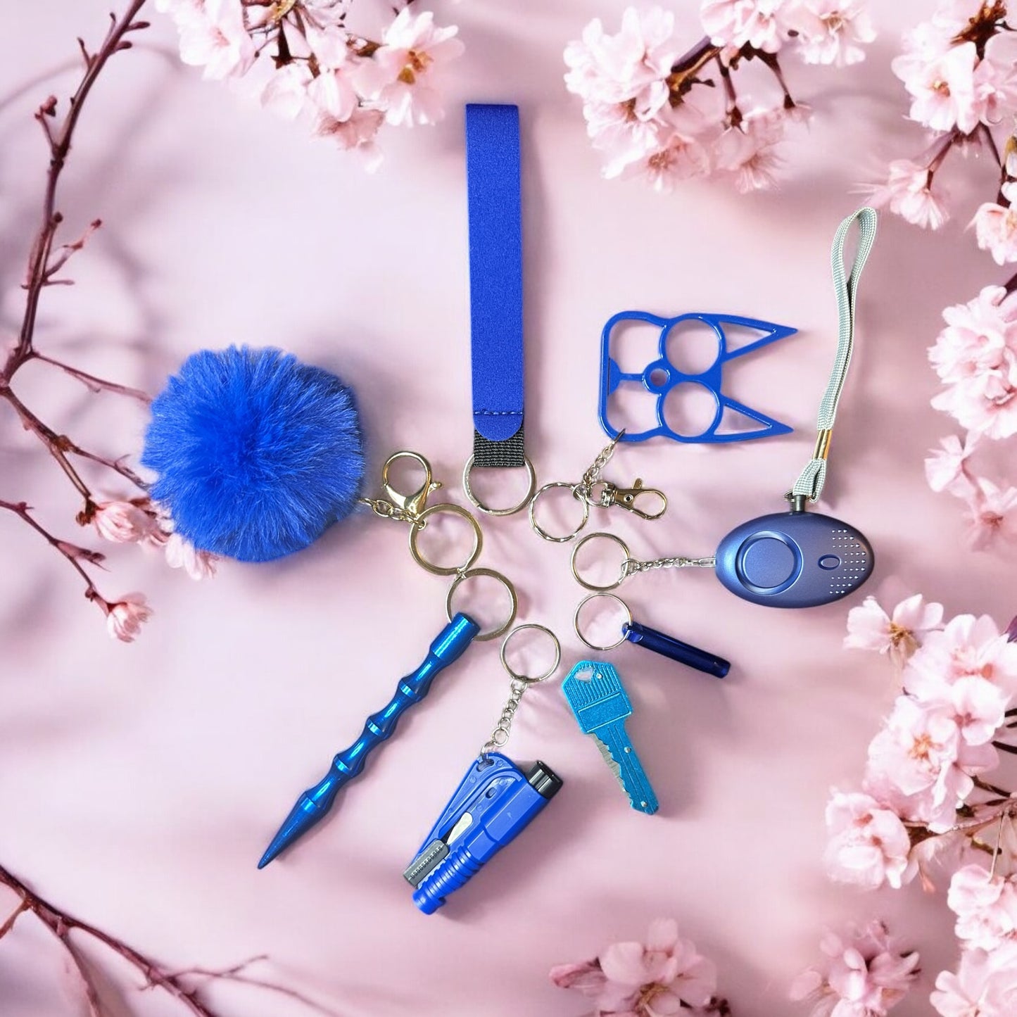 8 Pieces Blue Safety Keychain