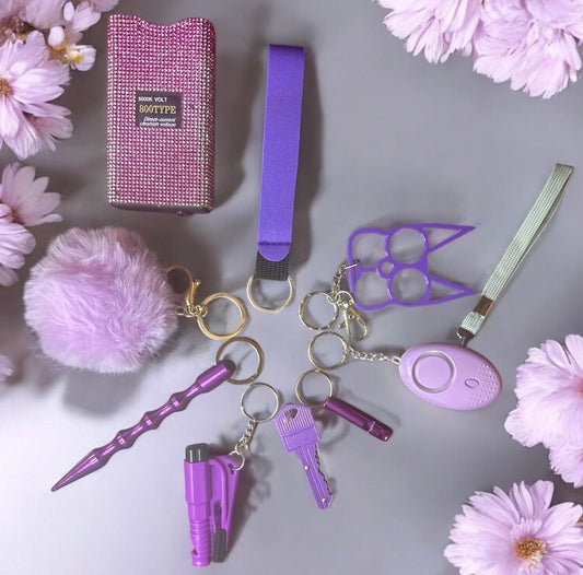 9 Pieces purple Safety Keychain with Diamond TZ