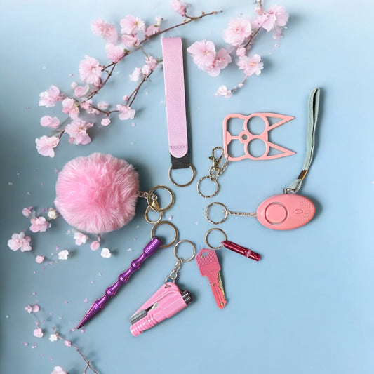 8 pcs pink safety Keychain