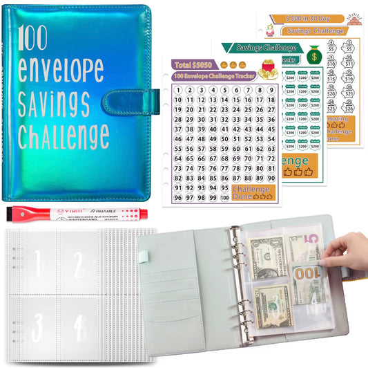 100 Envelops Savings Challenge Blue