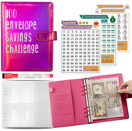 100 Envelops Savings Challenge Blue Pink